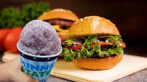 Burger and a Grape Snow Cone: The Perfect Duo for a Nostalgic Feast